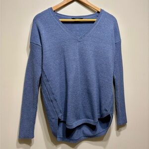 Denver Hayes Stretchy Soft Comfy V-Neck Knit Long Sleeve Sweater Shit Top Blue